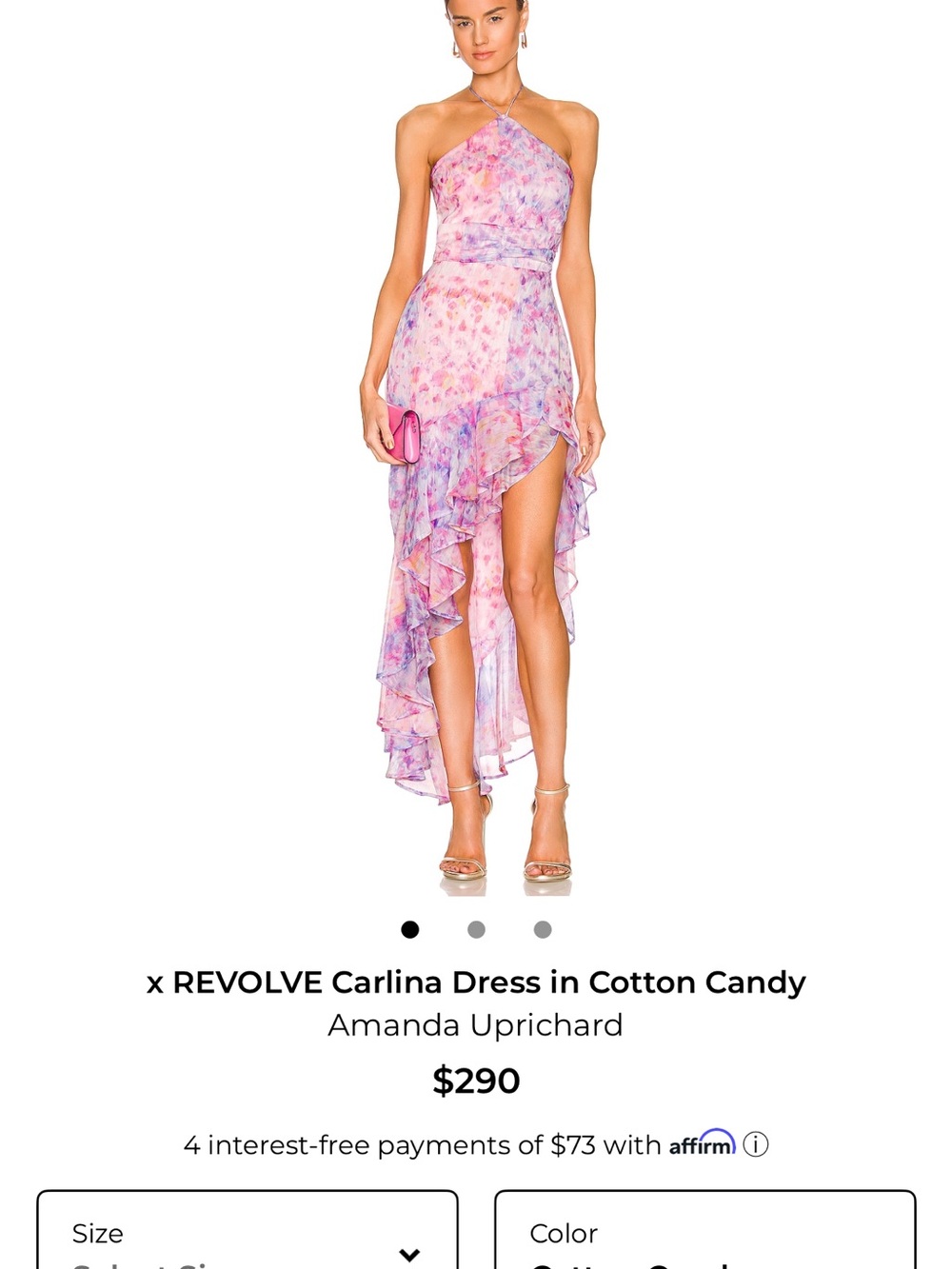Amanda Uprichard Pink Lavender High-Low Halter Dress
